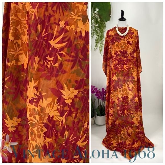 Red/Orange/Khaki Tropical Floral SARONG Pareo  Beach Wrap Skirt Summer Scarf - Picture 1 of 4